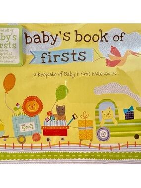 NEW Baby's Book of Firsts; A Keepsake of Baby's 1st Milestones/Trains Hardcover
